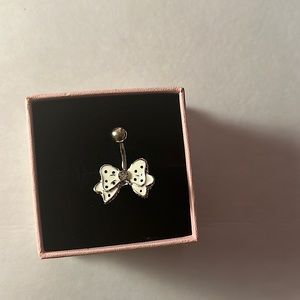 Black And White Bow Belly Ring